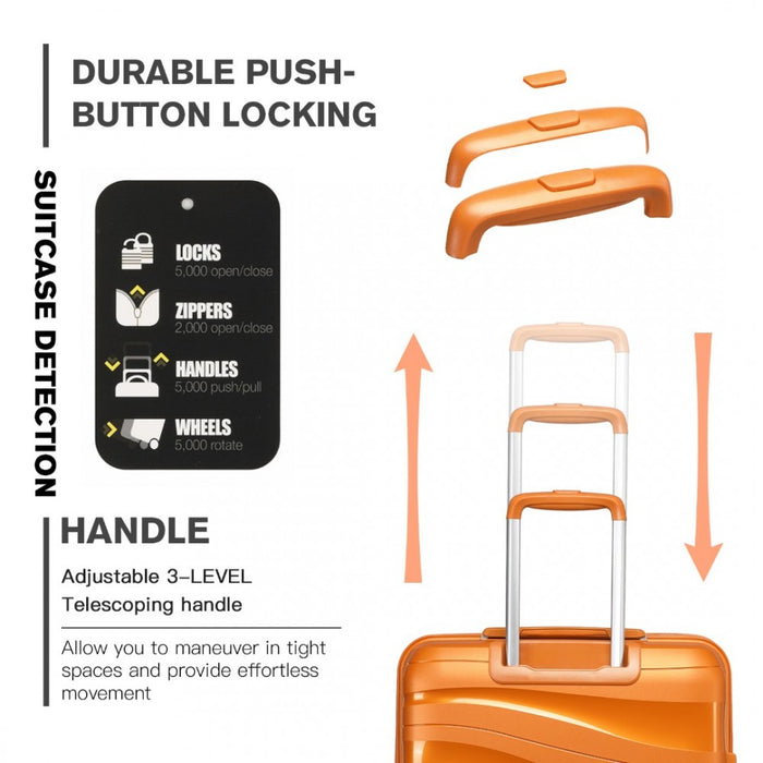 Lightweight Polypropylene Hard Shell Suitcase with TSA Lock – 28-Inch – Orange