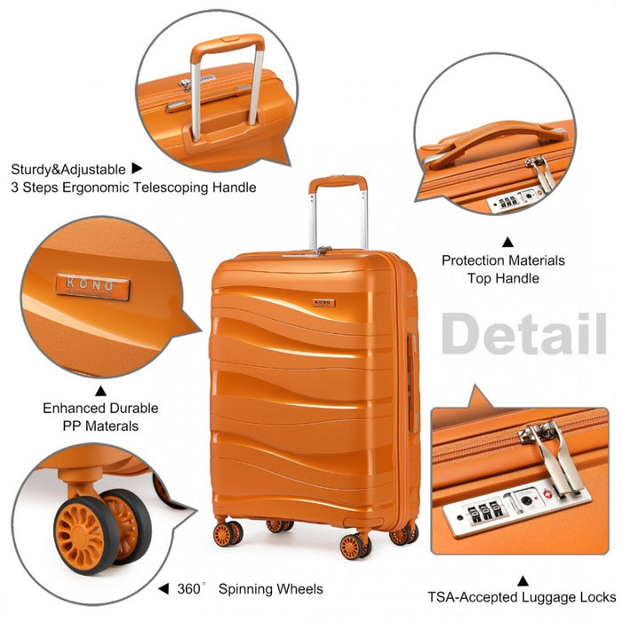 Lightweight Polypropylene Hard Shell Suitcase with TSA Lock – 28-Inch – Orange