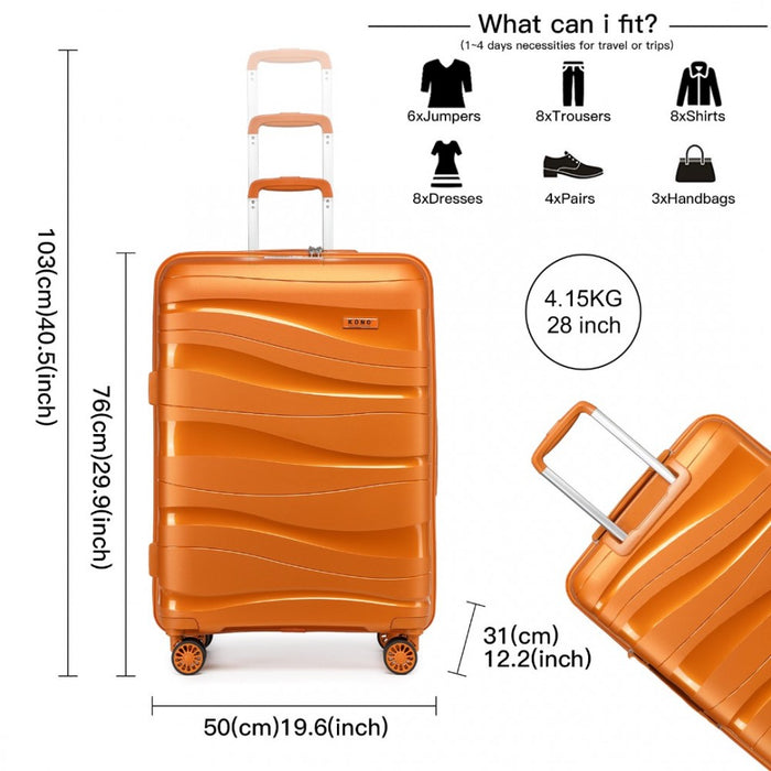 Lightweight Polypropylene Hard Shell Suitcase with TSA Lock – 28-Inch – Orange