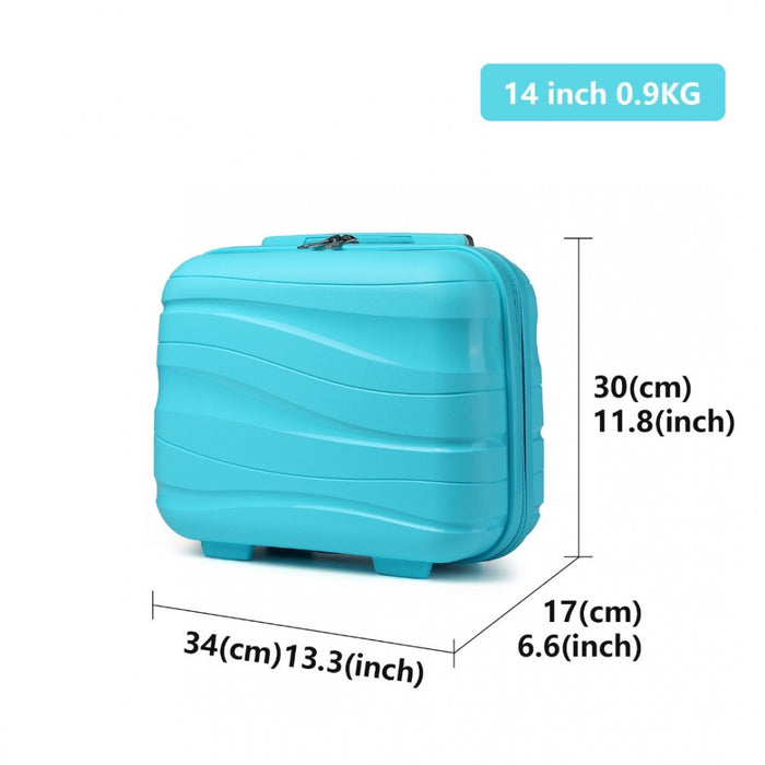 Lightweight Polypropylene Hard Shell Vanity Case – 14-Inch – Blue