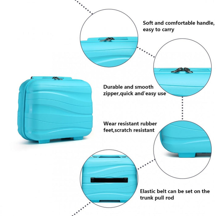 Lightweight Polypropylene Hard Shell Vanity Case – 14-Inch – Blue