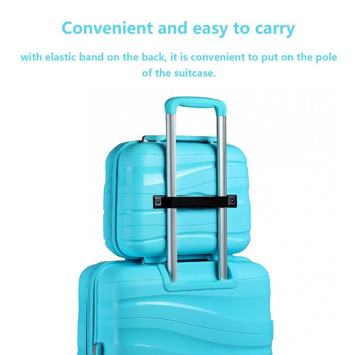Lightweight Polypropylene Hard Shell Vanity Case – 14-Inch – Blue