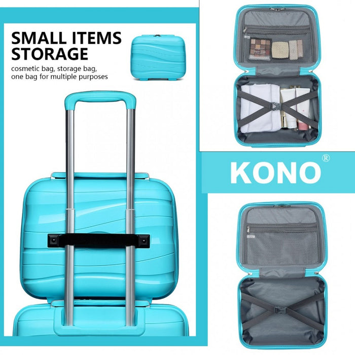 Lightweight Polypropylene Hard Shell Vanity Case – 14-Inch – Blue