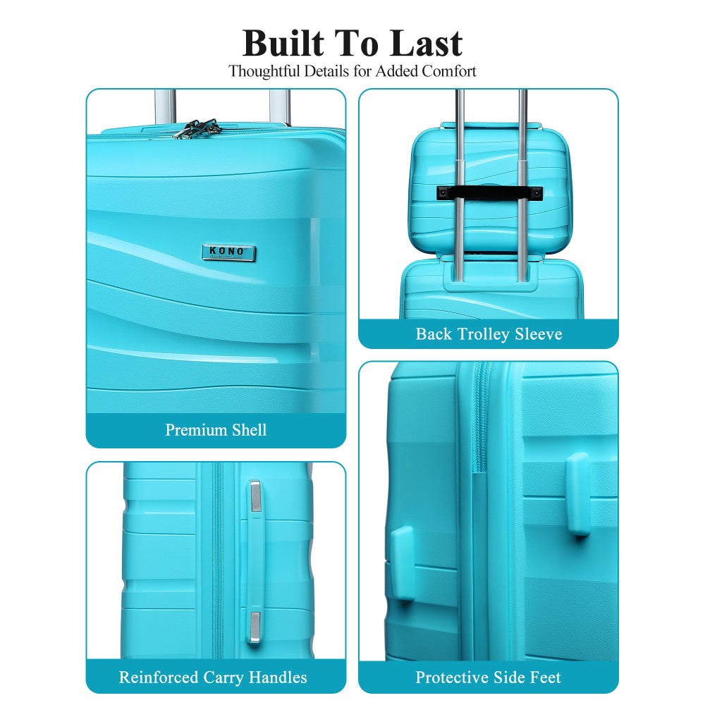 Lightweight Polypropylene Hard Shell Suitcase with TSA Lock – 24-Inch – Blue