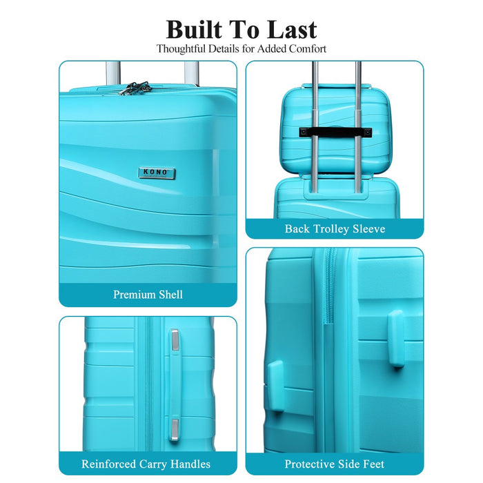 Lightweight Polypropylene Hard Shell Suitcase with TSA Lock – 24-Inch – Blue