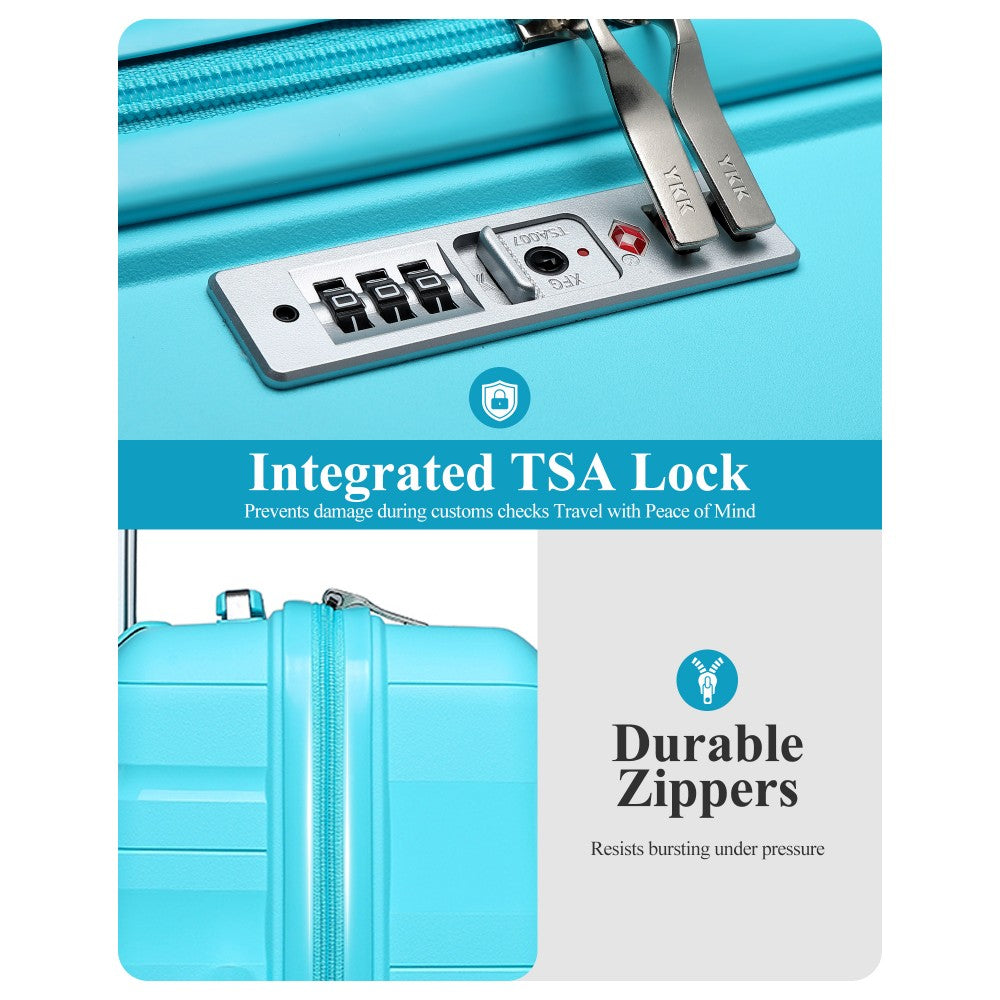 Lightweight Polypropylene Hard Shell Suitcase with TSA Lock – 24-Inch – Blue