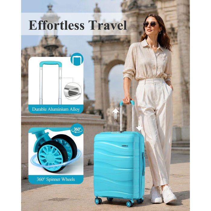 Lightweight Polypropylene Hard Shell Suitcase with TSA Lock – 24-Inch – Blue