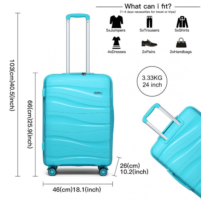 Lightweight Polypropylene Hard Shell Suitcase with TSA Lock – 24-Inch – Blue