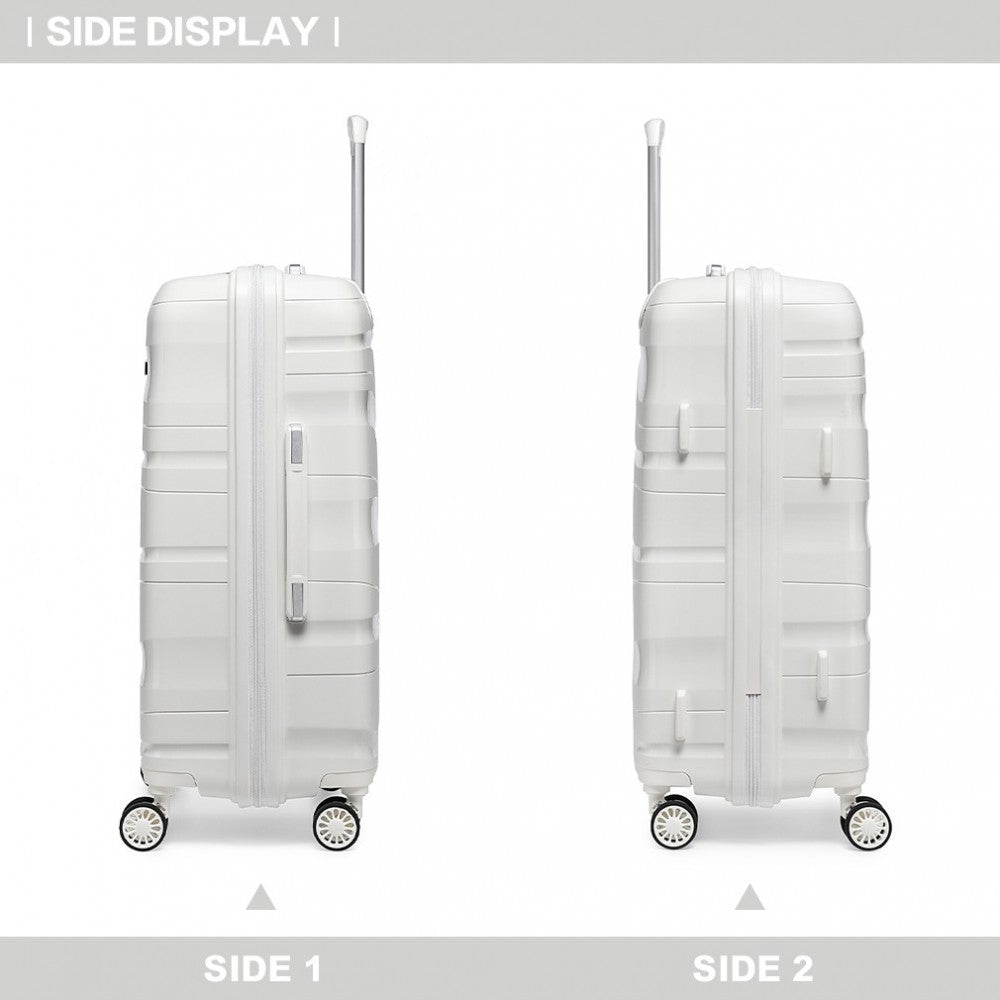 4-Piece Lightweight Polypropylene Hard Shell Suitcase Set with Vanity Case – Cream White