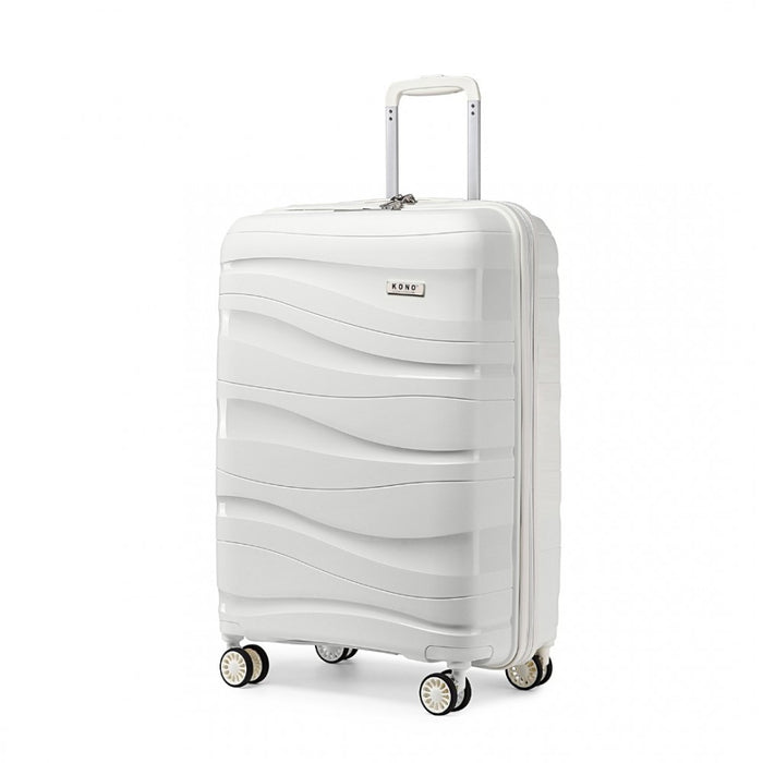 Lightweight Polypropylene Hard Shell Suitcase with TSA Lock – 20-Inch – Cream White
