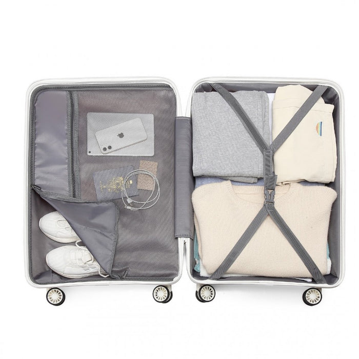 Lightweight Polypropylene Hard Shell Suitcase with TSA Lock – 20-Inch – Cream White