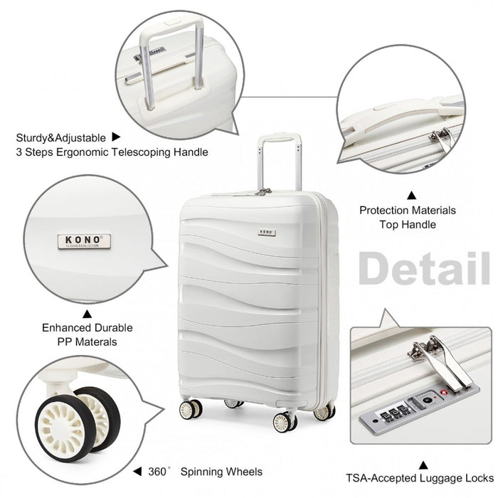 Lightweight Polypropylene Hard Shell Suitcase with TSA Lock – 20-Inch – Cream White