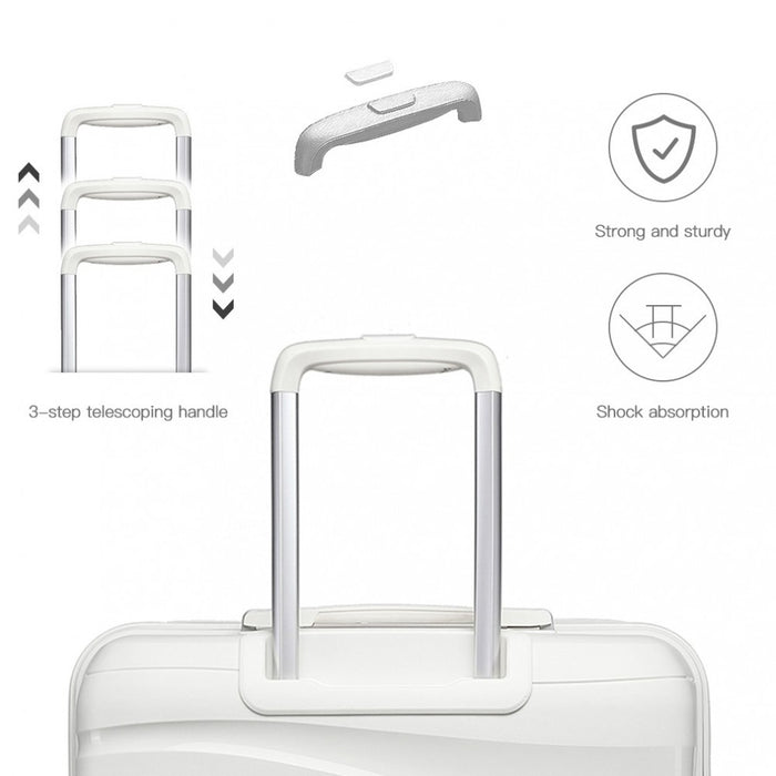 Lightweight Polypropylene Hard Shell Suitcase with TSA Lock – 20-Inch – Cream White