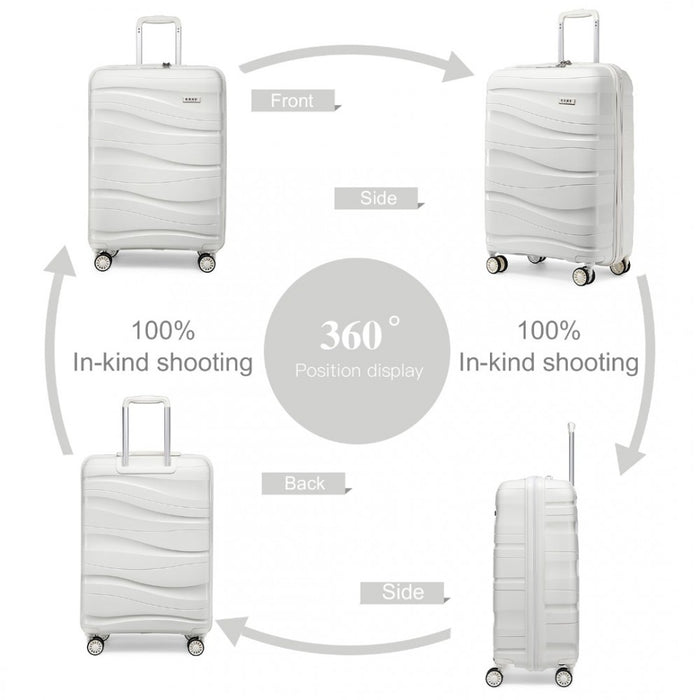 Lightweight Polypropylene Hard Shell Suitcase with TSA Lock – 20-Inch – Cream White