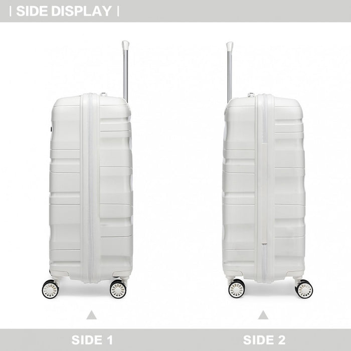 Lightweight Polypropylene Hard Shell Suitcase with TSA Lock – 20-Inch – Cream White