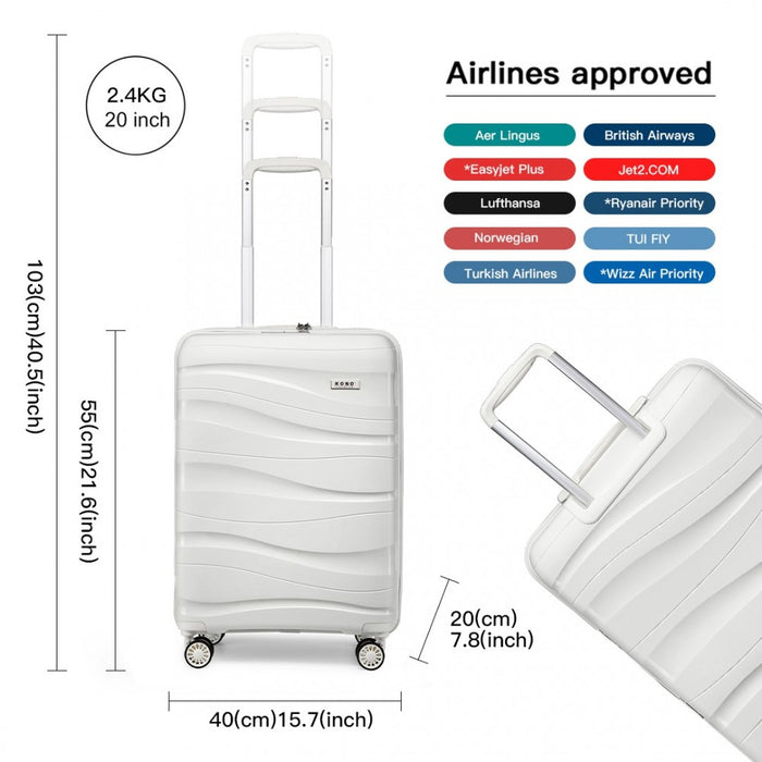 Lightweight Polypropylene Hard Shell Suitcase with TSA Lock – 20-Inch – Cream White