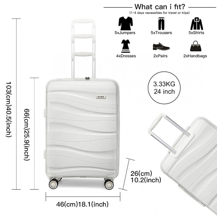 Lightweight Polypropylene Hard Shell Suitcase with TSA Lock – 24-Inch – Cream White