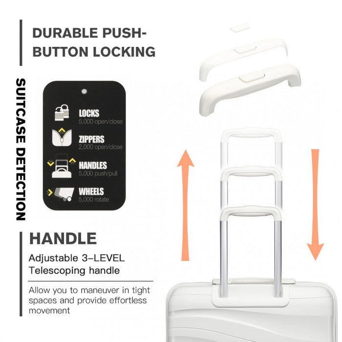 Lightweight Polypropylene Hard Shell Suitcase with TSA Lock – 28-Inch – Cream White