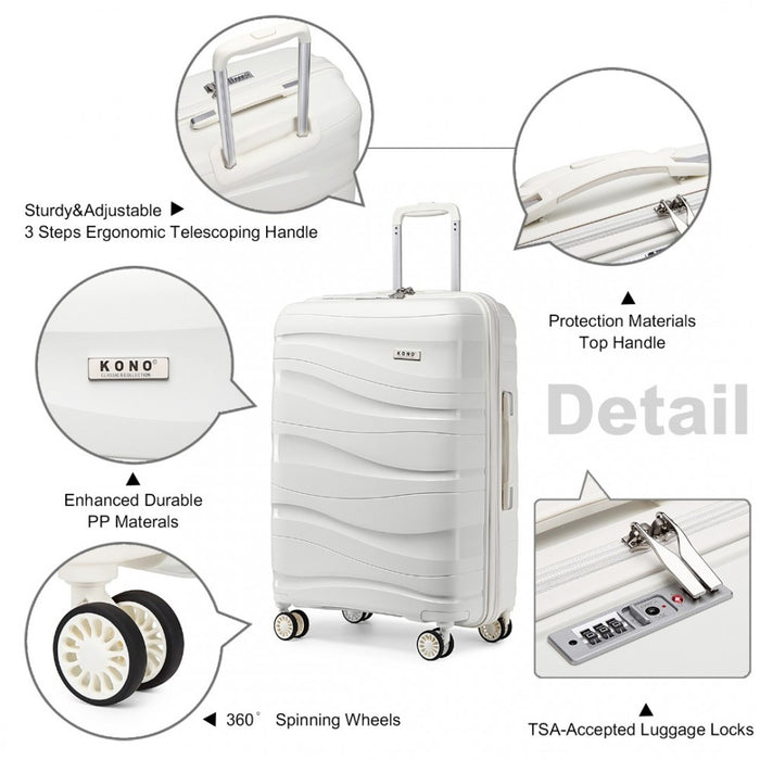 Lightweight Polypropylene Hard Shell Suitcase with TSA Lock – 28-Inch – Cream White