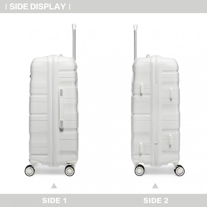 Lightweight Polypropylene Hard Shell Suitcase with TSA Lock – 28-Inch – Cream White