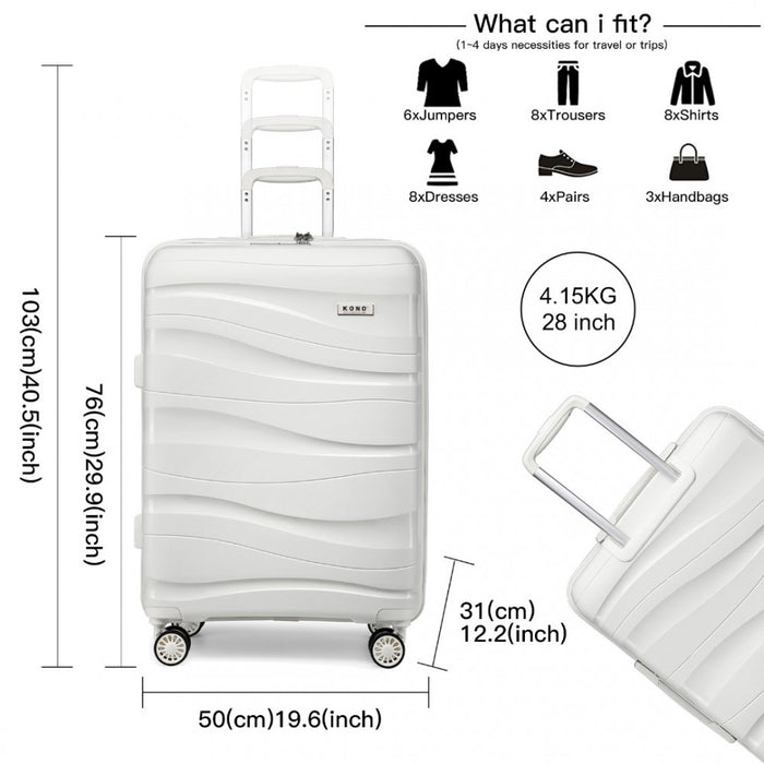 Lightweight Polypropylene Hard Shell Suitcase with TSA Lock – 28-Inch – Cream White