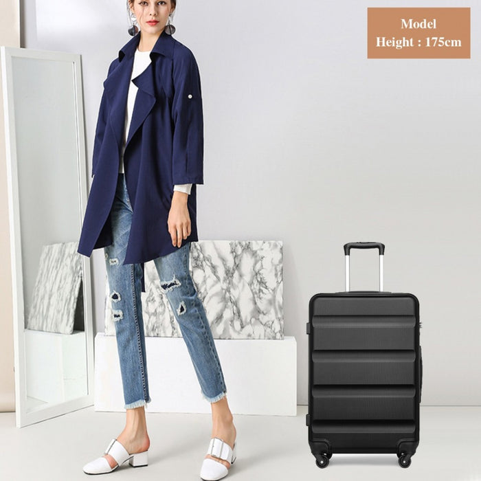 Check-In Luggage – 24-Inch – Streamlined ABS Hard Shell Suitcase with Secure TSA Lock – Black