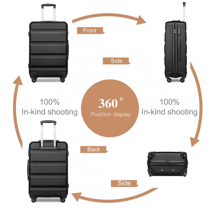 Check-In Luggage – 24-Inch – Streamlined ABS Hard Shell Suitcase with Secure TSA Lock – Black