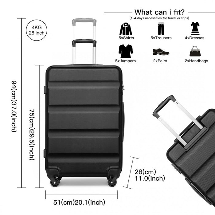 Check-In Luggage – 28-Inch – Streamlined ABS Hard Shell Suitcase with Secure TSA Lock – Black