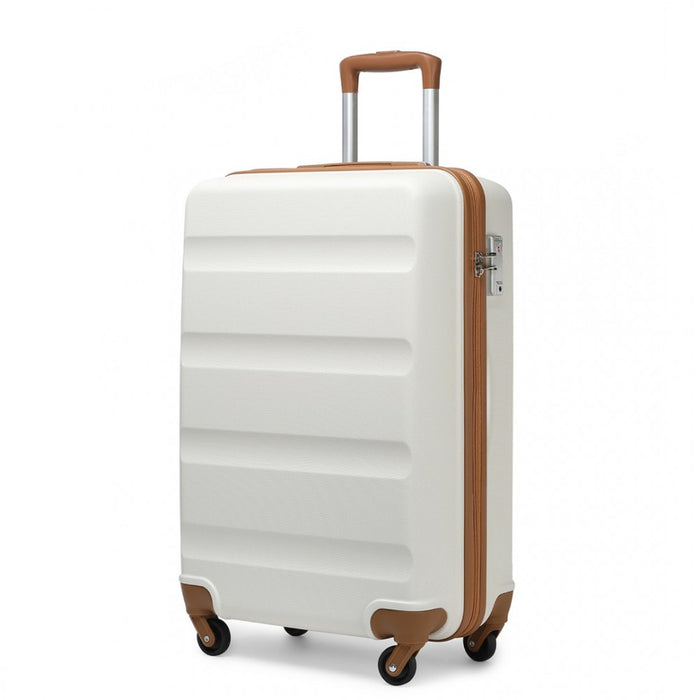 Carry-On Cabin Suitcase – 19-Inch – Streamlined Lightweight ABS Hard Shell with Secure TSA Lock – Cream