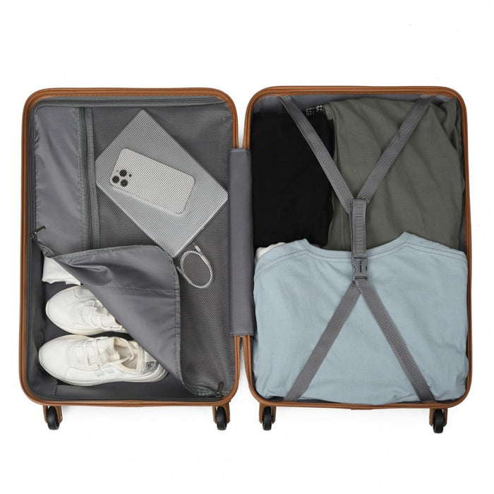 Check-In Luggage – 24-Inch – Streamlined ABS Hard Shell Suitcase with Secure TSA Lock – Cream