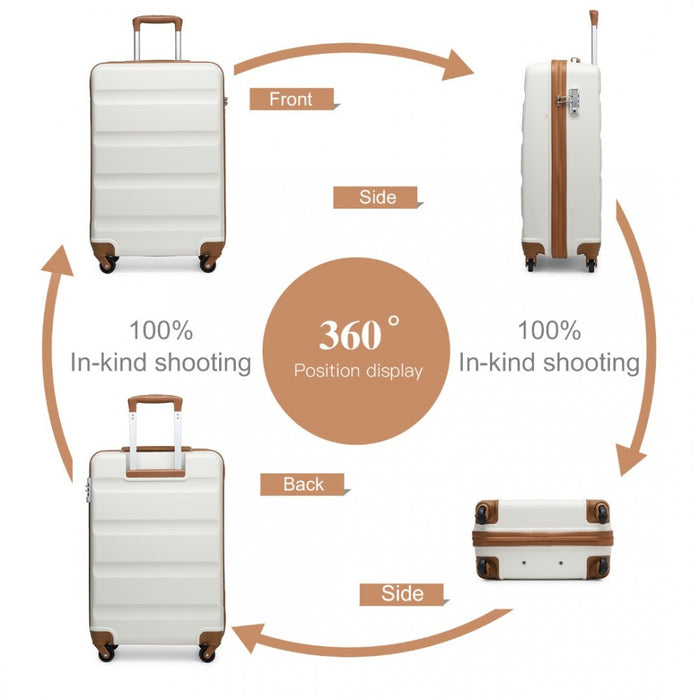 Carry-On Cabin Suitcase – 19-Inch – Streamlined Lightweight ABS Hard Shell with Secure TSA Lock – Cream