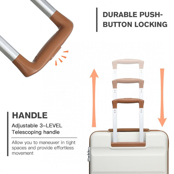 Check-In Luggage – 24-Inch – Streamlined ABS Hard Shell Suitcase with Secure TSA Lock – Cream