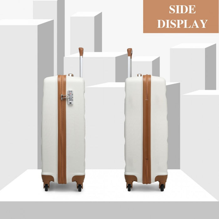 Carry-On Cabin Suitcase – 19-Inch – Streamlined Lightweight ABS Hard Shell with Secure TSA Lock – Cream