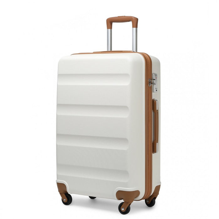 Check-In Luggage – 24-Inch – Streamlined ABS Hard Shell Suitcase with Secure TSA Lock – Cream