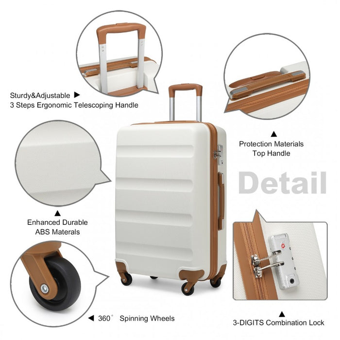 Check-In Luggage – 24-Inch – Streamlined ABS Hard Shell Suitcase with Secure TSA Lock – Cream