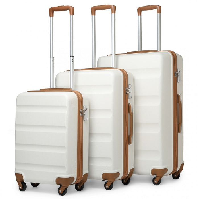 3-Piece Lightweight ABS Hard Shell Suitcase Set – 19, 24, 28-Inch with Secure TSA Lock – Cream
