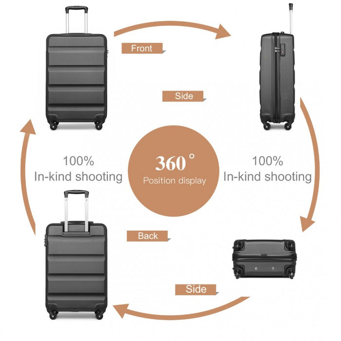 Carry-On Cabin Suitcase – 19-Inch – Streamlined Lightweight ABS Hard Shell with Secure TSA Lock – Grey