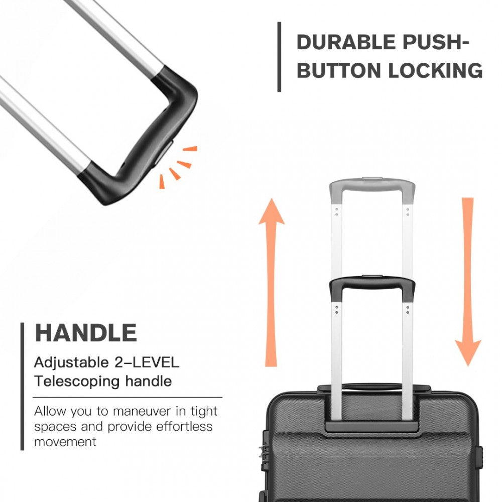Check-In Luggage – 24-Inch – Streamlined ABS Hard Shell Suitcase with Secure TSA Lock – Grey