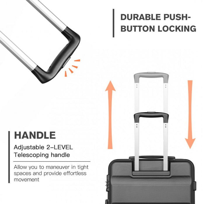 Check-In Luggage – 24-Inch – Streamlined ABS Hard Shell Suitcase with Secure TSA Lock – Grey