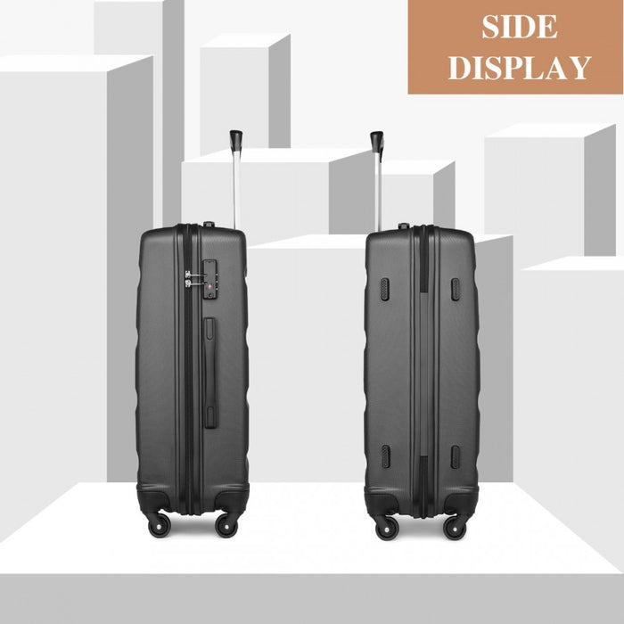 3-Piece Lightweight ABS Hard Shell Suitcase Set – 19, 24, 28-Inch with Secure TSA Lock – Grey