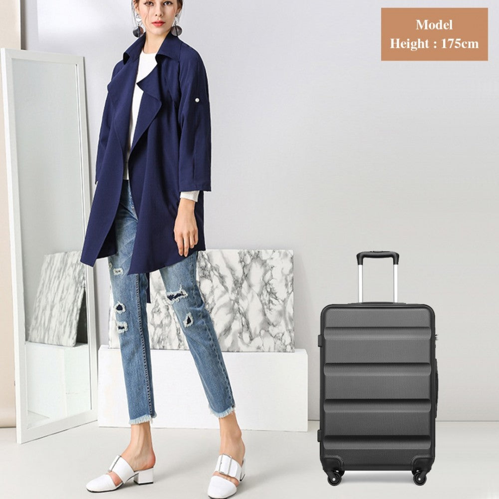 Check-In Luggage – 24-Inch – Streamlined ABS Hard Shell Suitcase with Secure TSA Lock – Grey
