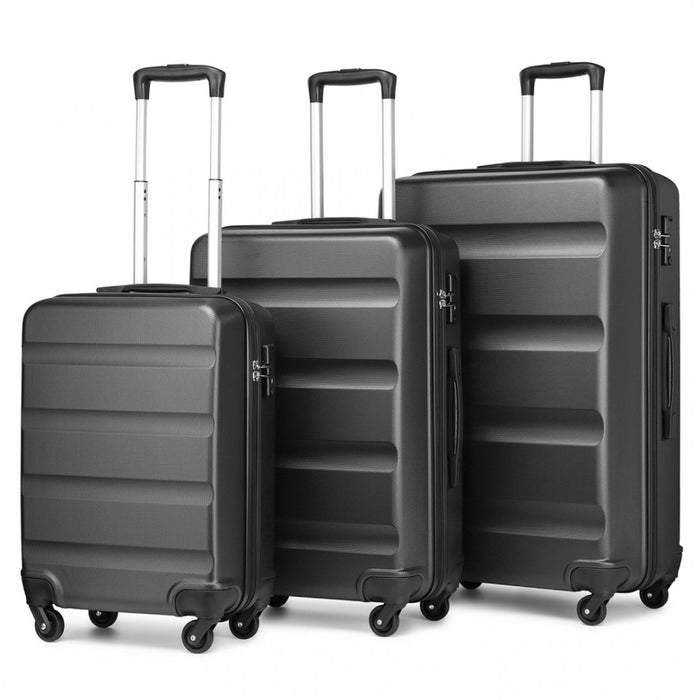 3-Piece Lightweight ABS Hard Shell Suitcase Set – 19, 24, 28-Inch with Secure TSA Lock – Grey