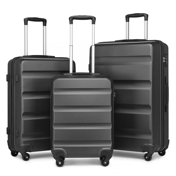 3-Piece Lightweight ABS Hard Shell Suitcase Set – 19, 24, 28-Inch with Secure TSA Lock – Grey