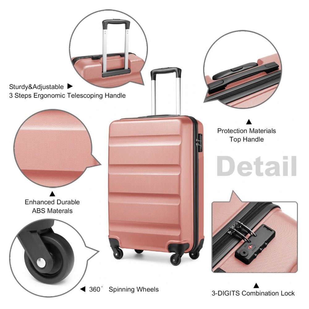 Carry-On Cabin Suitcase – 19-Inch – Streamlined Lightweight ABS Hard Shell with Secure TSA Lock – Nude