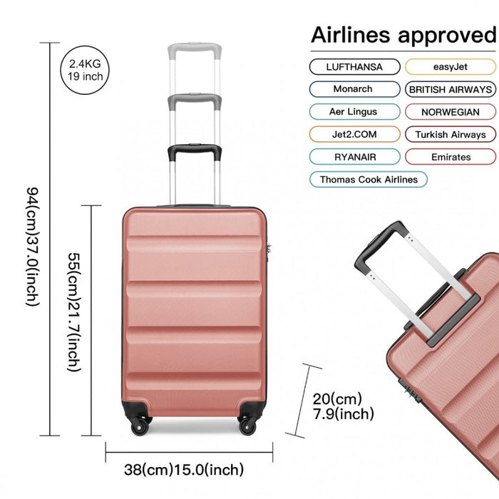 Carry-On Cabin Suitcase – 19-Inch – Streamlined Lightweight ABS Hard Shell with Secure TSA Lock – Nude