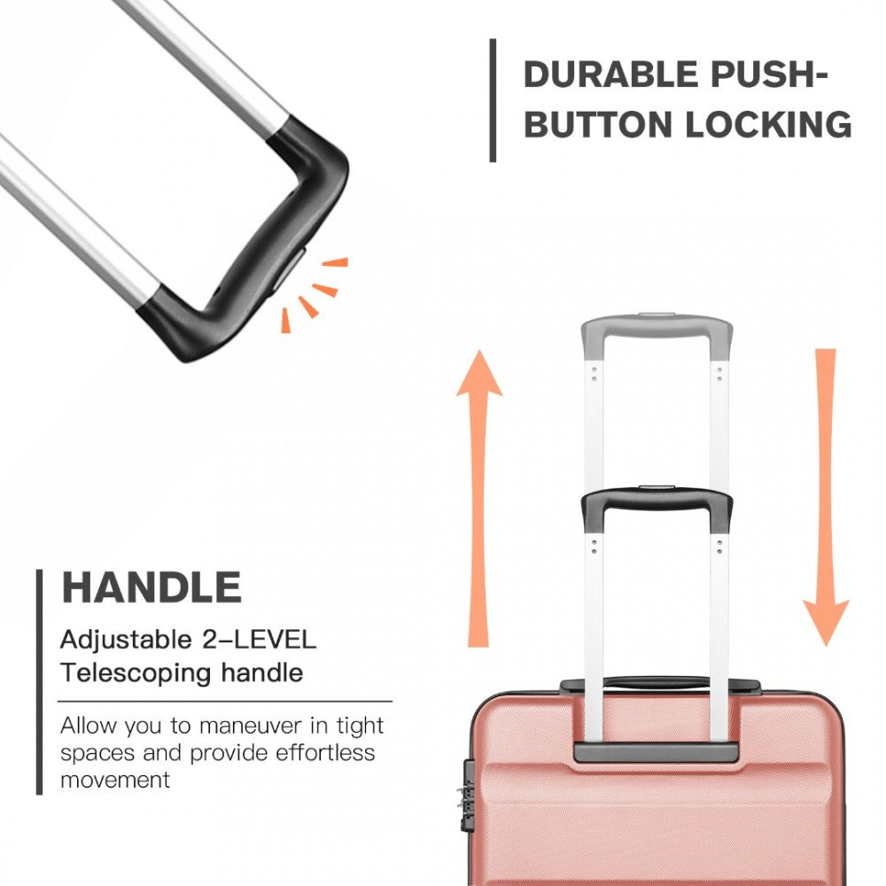 Carry-On Cabin Suitcase – 19-Inch – Streamlined Lightweight ABS Hard Shell with Secure TSA Lock – Nude