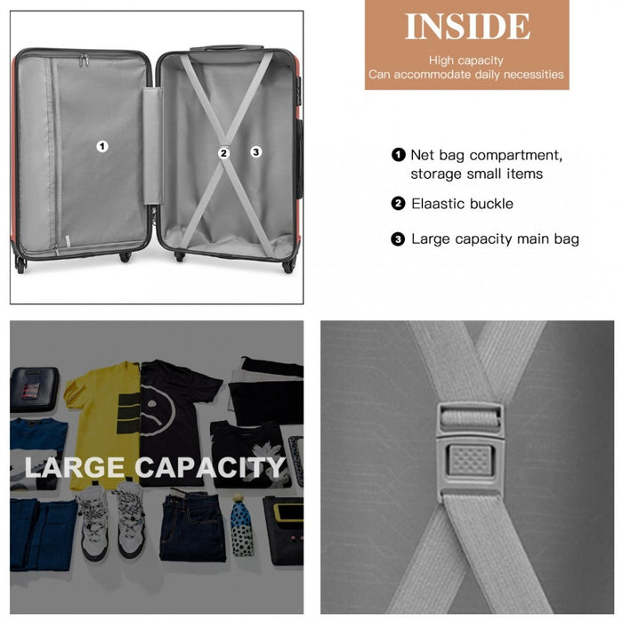 3-Piece Lightweight ABS Hard Shell Suitcase Set – 19, 24, 28-Inch with Secure TSA Lock – Nude