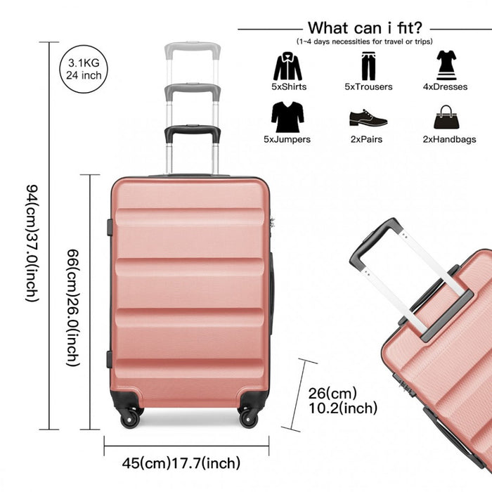 Check-In Luggage – 24-Inch – Streamlined ABS Hard Shell Suitcase with Secure TSA Lock – Nude