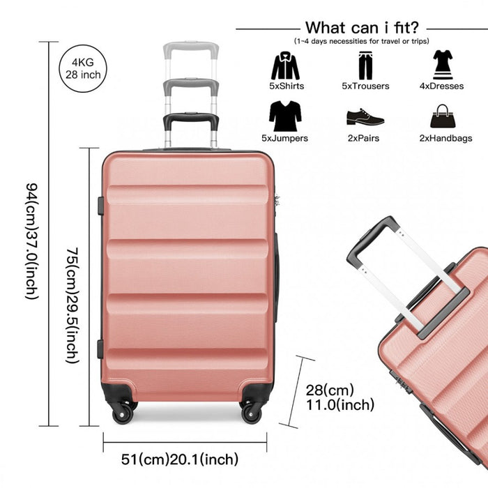 3-Piece Lightweight ABS Hard Shell Suitcase Set – 19, 24, 28-Inch with Secure TSA Lock – Nude
