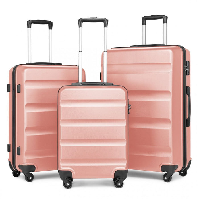 3-Piece Lightweight ABS Hard Shell Suitcase Set – 19, 24, 28-Inch with Secure TSA Lock – Nude